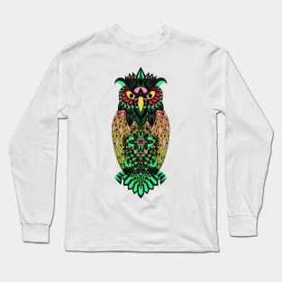 owl in bali pattern ecopop Long Sleeve T-Shirt